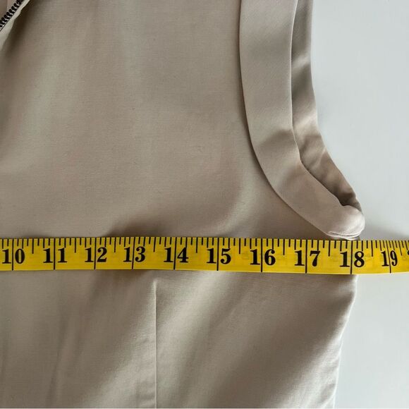 Lafayette 148 Collared Shirt Dress Size 8 Zip Front Stretch Neutral Office Siren - Picture 5 of 9